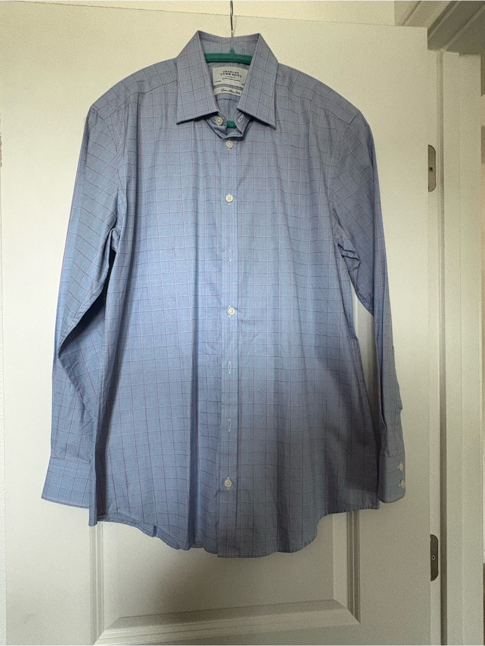 Charles Tyrwhitt Blue Windowpane Dress Shirt Like New 15.5neck,33sleeves,slimfit